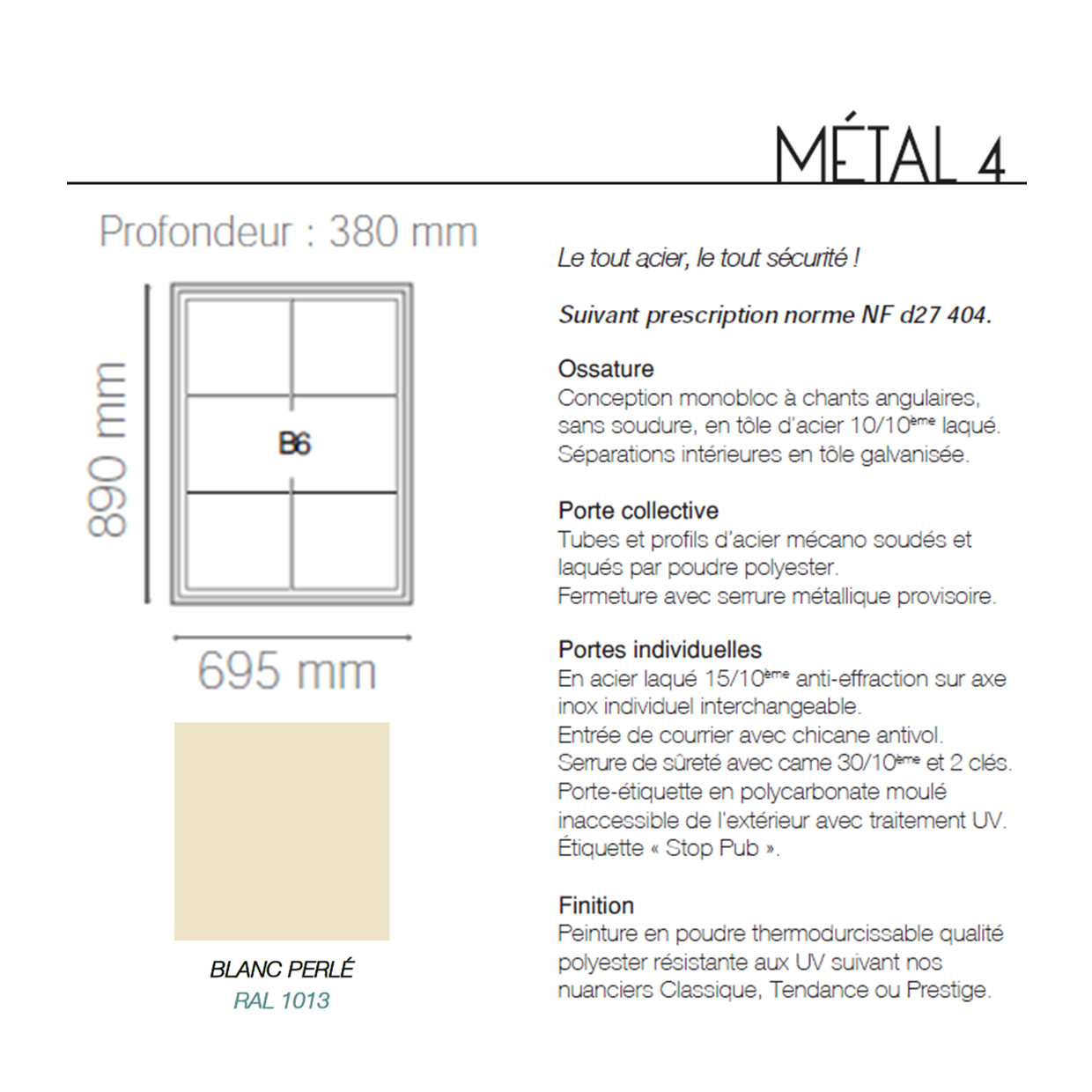 DESTOCKAGE : Bloc Métal4 B06 RAL 1013 | edelen boites aux lettres