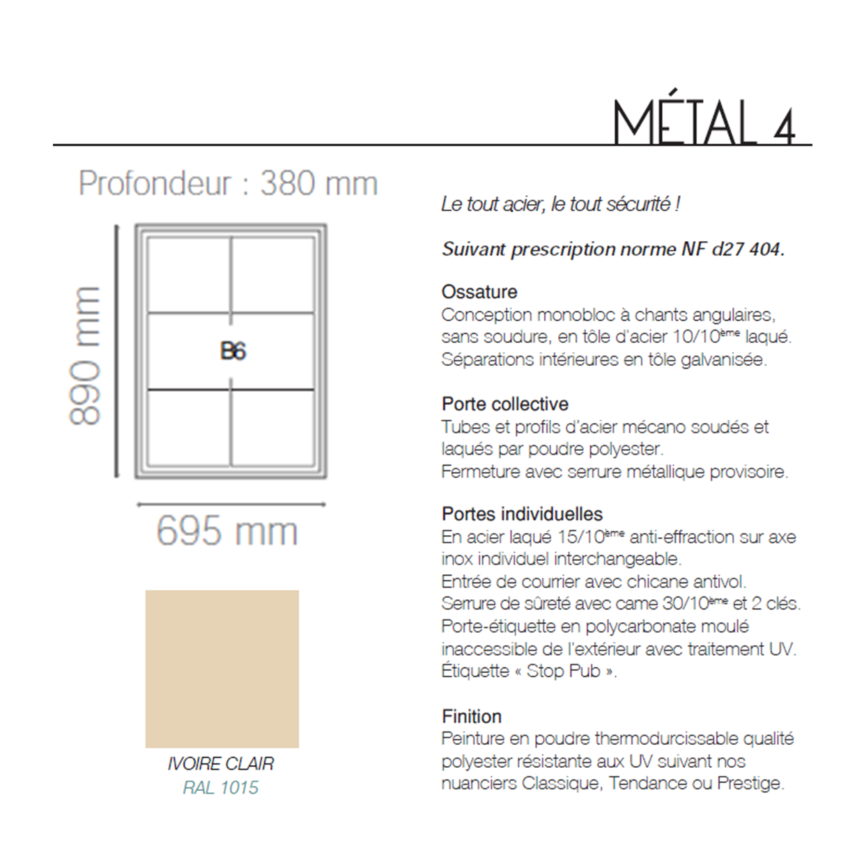 DESTOCKAGE : Bloc Métal4 B06 RAL 1015 | edelen boites aux lettres