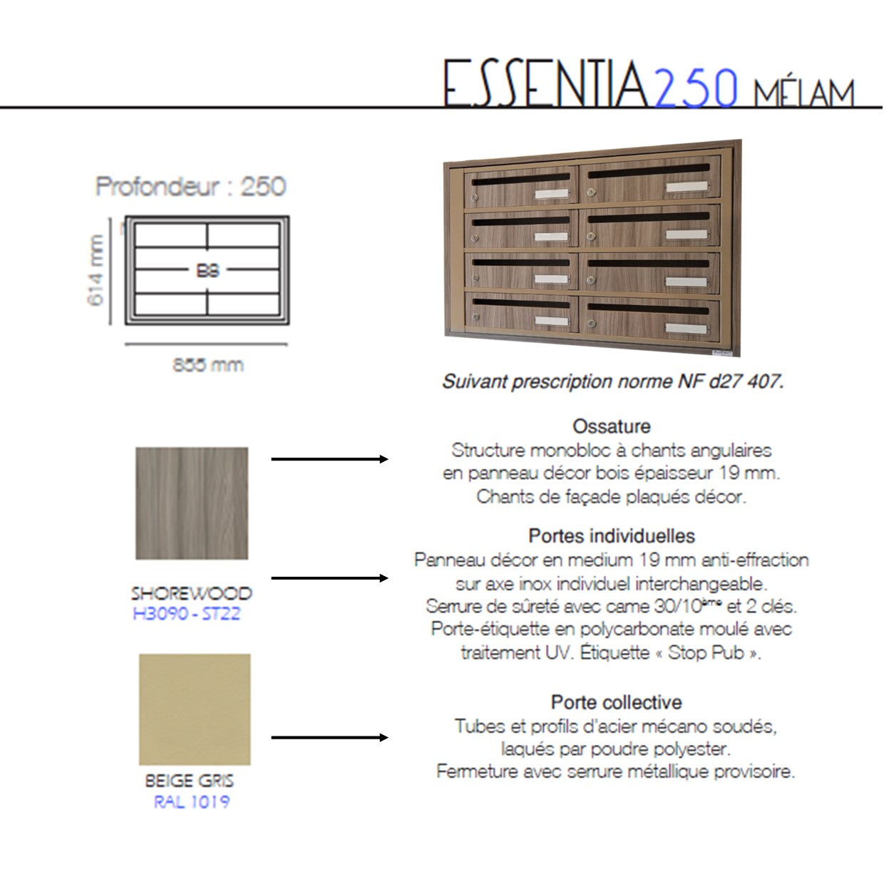 DESTOCKAGE : Essentia 250 B08 Shorewood + RAL 1019